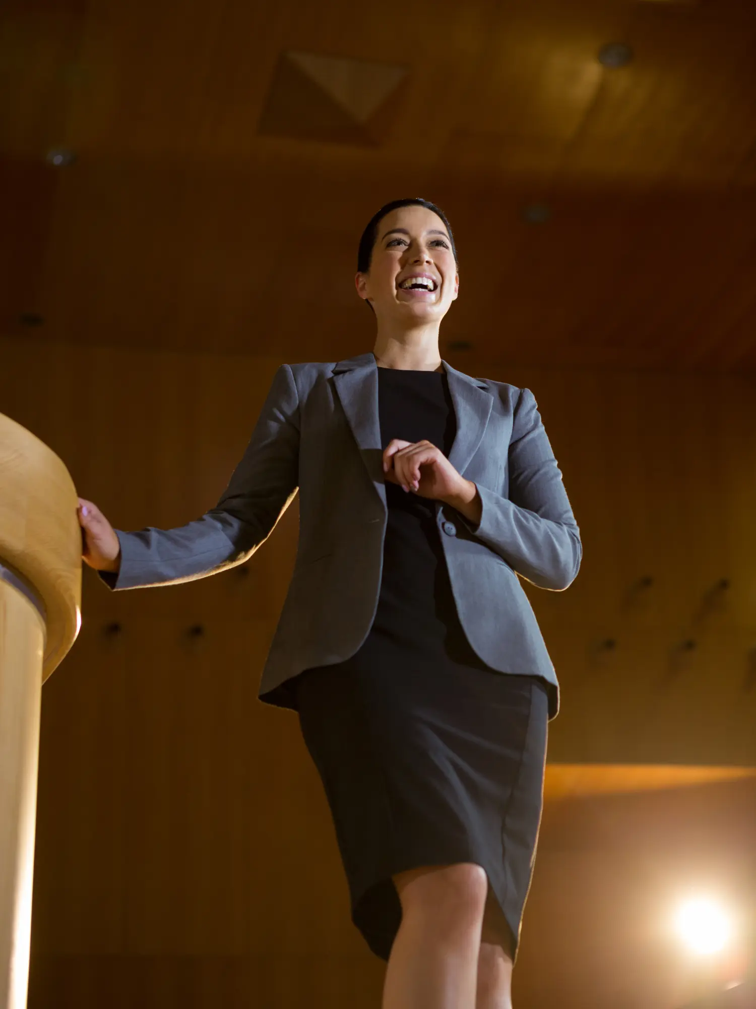 Ariana Vale speaking on stage